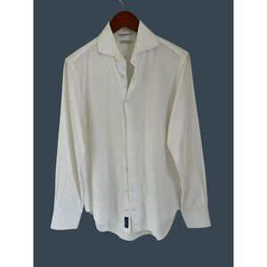 Suitsupply White Button-Up Shirt Two-Ply Cotton Made With Tessitura Monti Fine I